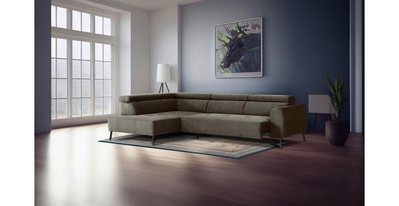 ECKSOFA Graubraun Feincord - Graubraun/Schwarz, Design, Textil/Metall (205/280cm) - Xora