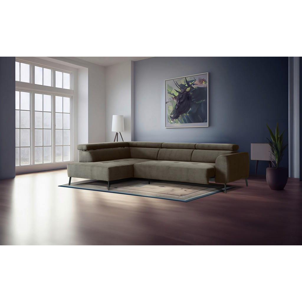 Thumbnail - Xora Ecksofa, Graubraun, Textil, 3-Sitzer, Ottomane links, L-Form, 280x205 cm, Stoffauswahl, seitenverkehrt erhältlich, ...