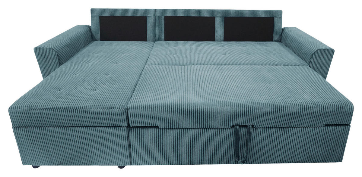 ECKSOFA TERMOLI in Cord Hellblau  155/231 cm  - Schwarz/Hellblau, Design, Kunststoff/Textil (155/231cm) - MID.YOU