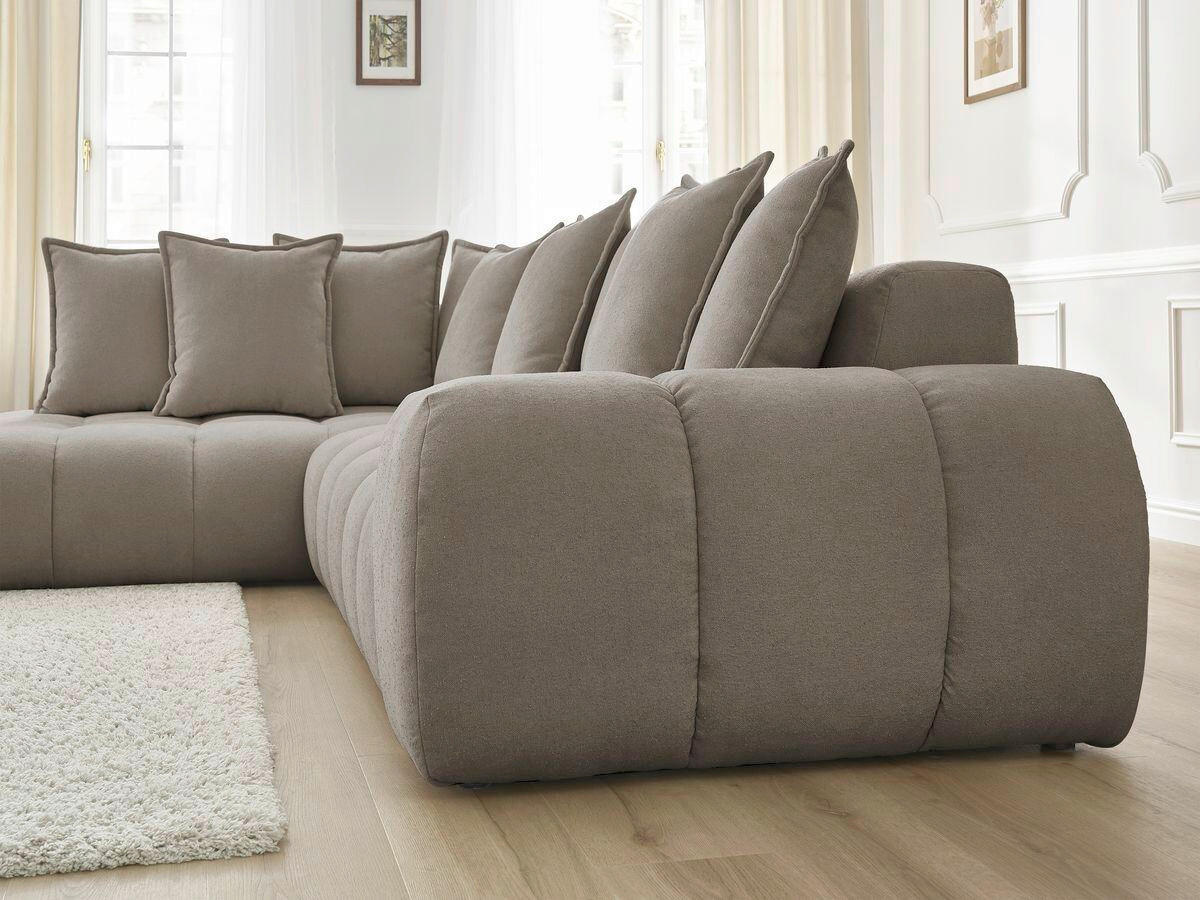 ECKSOFA Ottomane links  EVEREST Taupe Struktur  - Taupe/Schwarz, MODERN, Kunststoff/Textil (352/210cm) - Livetastic