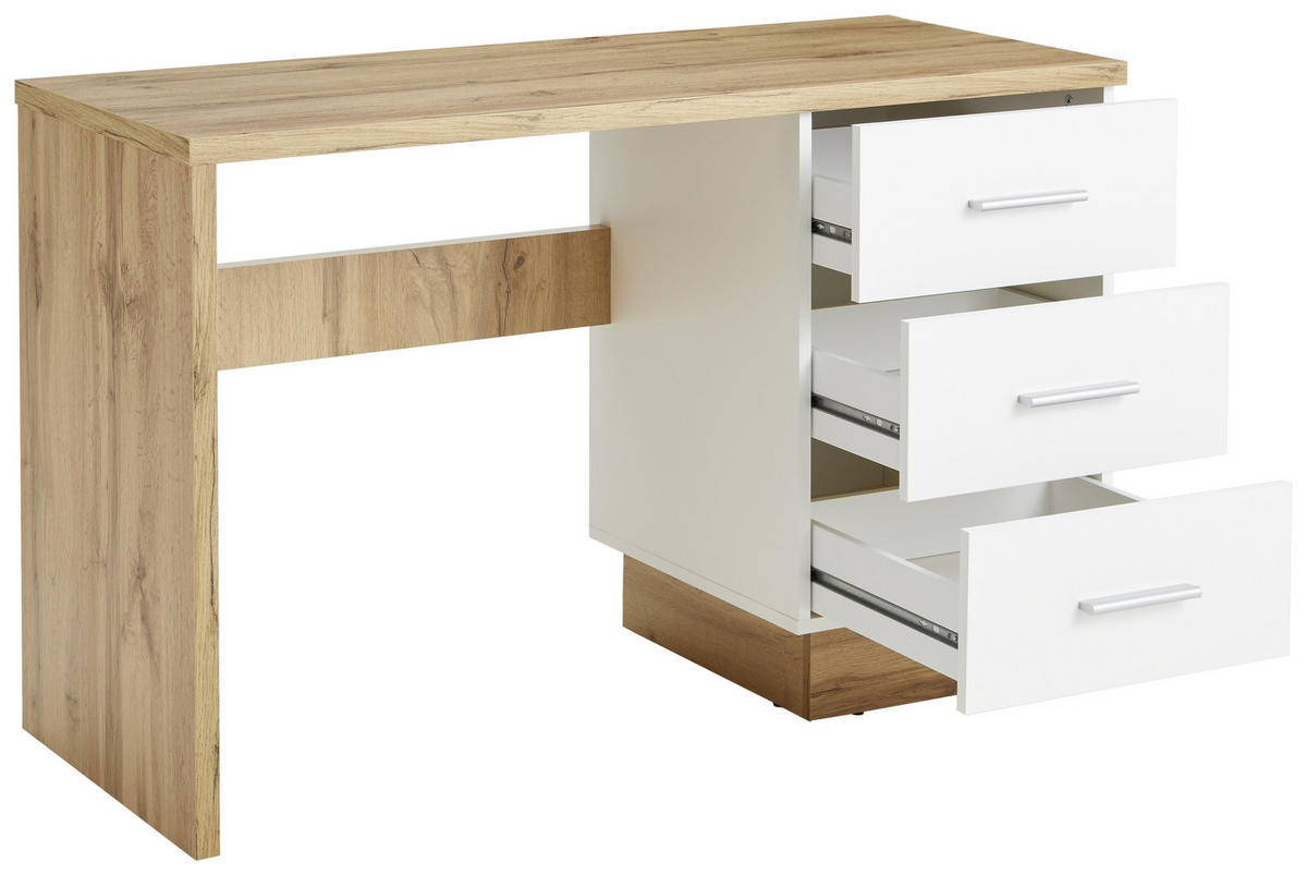 SCHREIBTISCH 120/50/75 cm  in Weiß, Eiche Wotan  - Eichefarben/Eiche Wotan, MODERN, Holzwerkstoff/Kunststoff (120/50/75cm) - Hom`in