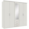 KLEIDERSCHRANK 225/210/58 cm 5-türig Weiß  - Silberfarben/Weiß, KONVENTIONELL, Glas/Holzwerkstoff (225/210/58cm) - MID.YOU