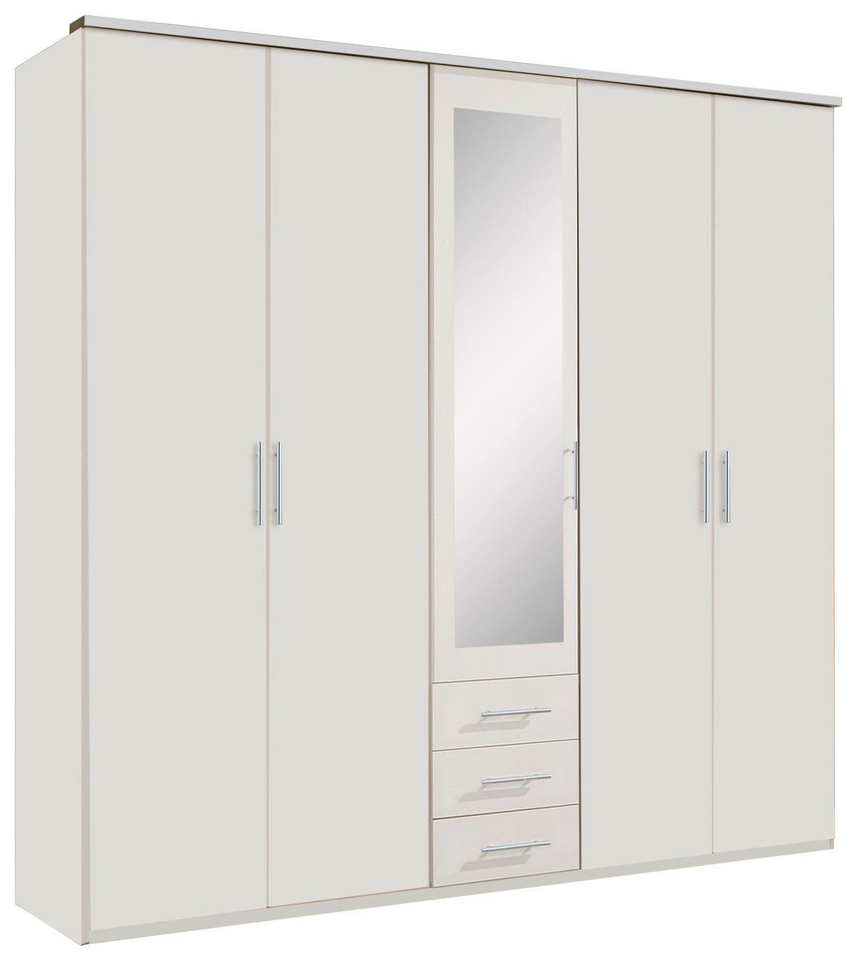KLEIDERSCHRANK in Weiss  - Weiss/Silberfarben, Konventionell, Glas/Holzwerkstoff (225/210/58cm) - MID.YOU