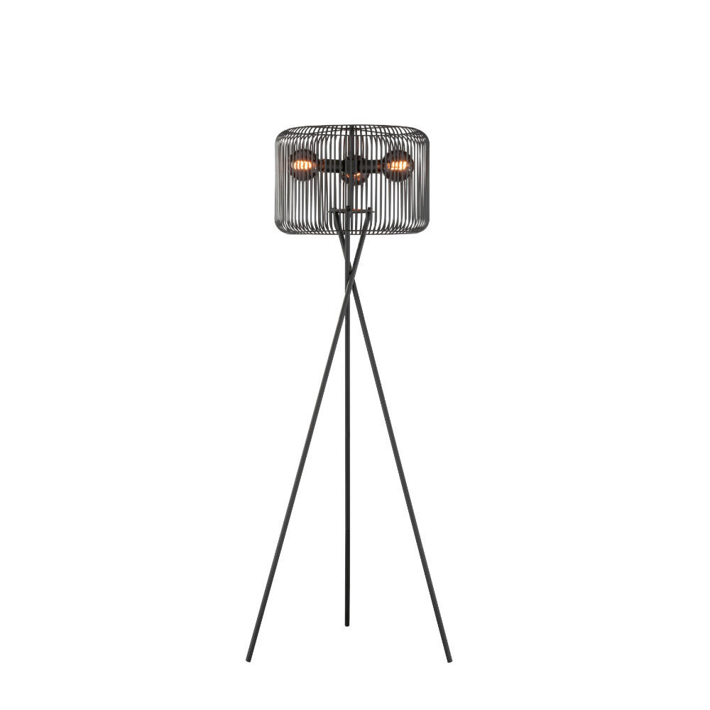 PODNA LAMPA - crna/boja peska, Dizajnerski, metal/tekstil (68/158cm) - Schöner Wohnen