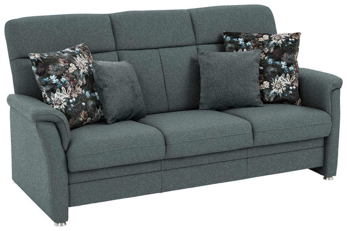3-SITZER-SOFA Flachgewebe Grau  - Alufarben/Grau, Konventionell, Textil/Metall (194/100/89cm) - Beldomo Comfort