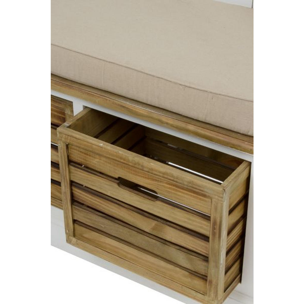 Thumbnail - Xxxl Garderobenbank, Braun, Weiß, Holz, Paulownia, Weide, massiv, 2-Sitzer, 2 Schubladen, Füllung: Schaumstoff, 92x189x4...
