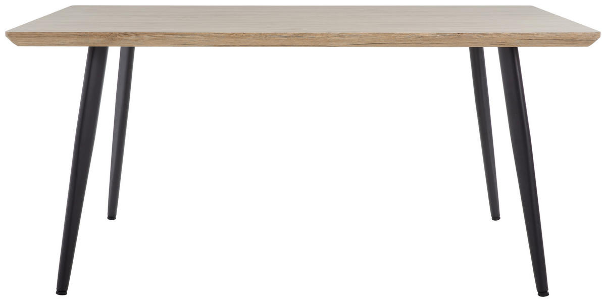 ESSTISCH rechteckig Naturfarben, Schwarz  - Schwarz/Naturfarben, MODERN, Holzwerkstoff/Metall (160/90/76cm) - MID.YOU