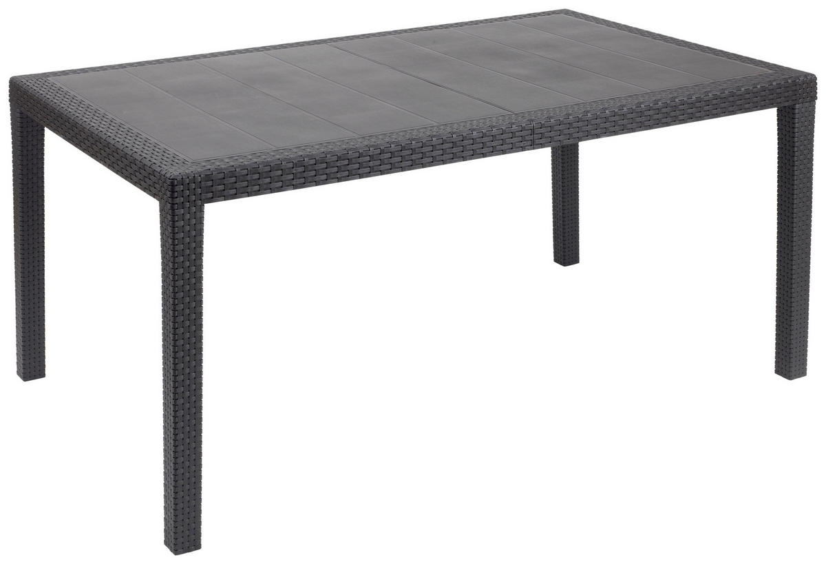 GARTENTISCH Kunststoff Anthrazit rechteckig  - Anthrazit, KONVENTIONELL, Kunststoff (150/90/72cm)