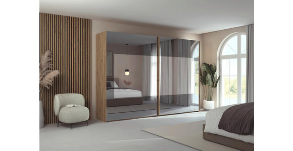 SCHWEBETÜRENSCHRANK 316/223/68 cm 2-türig Eiche Artisan  - Eiche Artisan, Design, Glas/Holzwerkstoff (316/223/68cm) - Xora