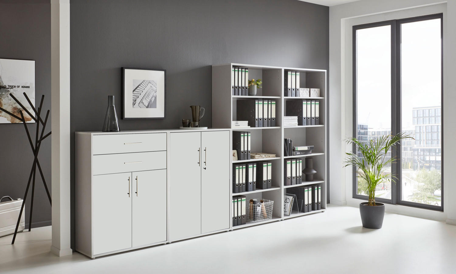 AKTENSCHRANK Grau, Weiß  - Weiß/Grau, MODERN, Holzwerkstoff (337,6/185,6/33cm) - MID.YOU