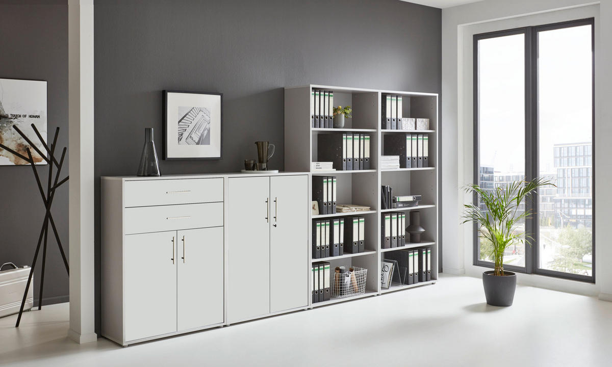 AKTENSCHRANK Grau, Weiß  - Weiß/Grau, MODERN, Holzwerkstoff (337,6/185,6/33cm) - MID.YOU