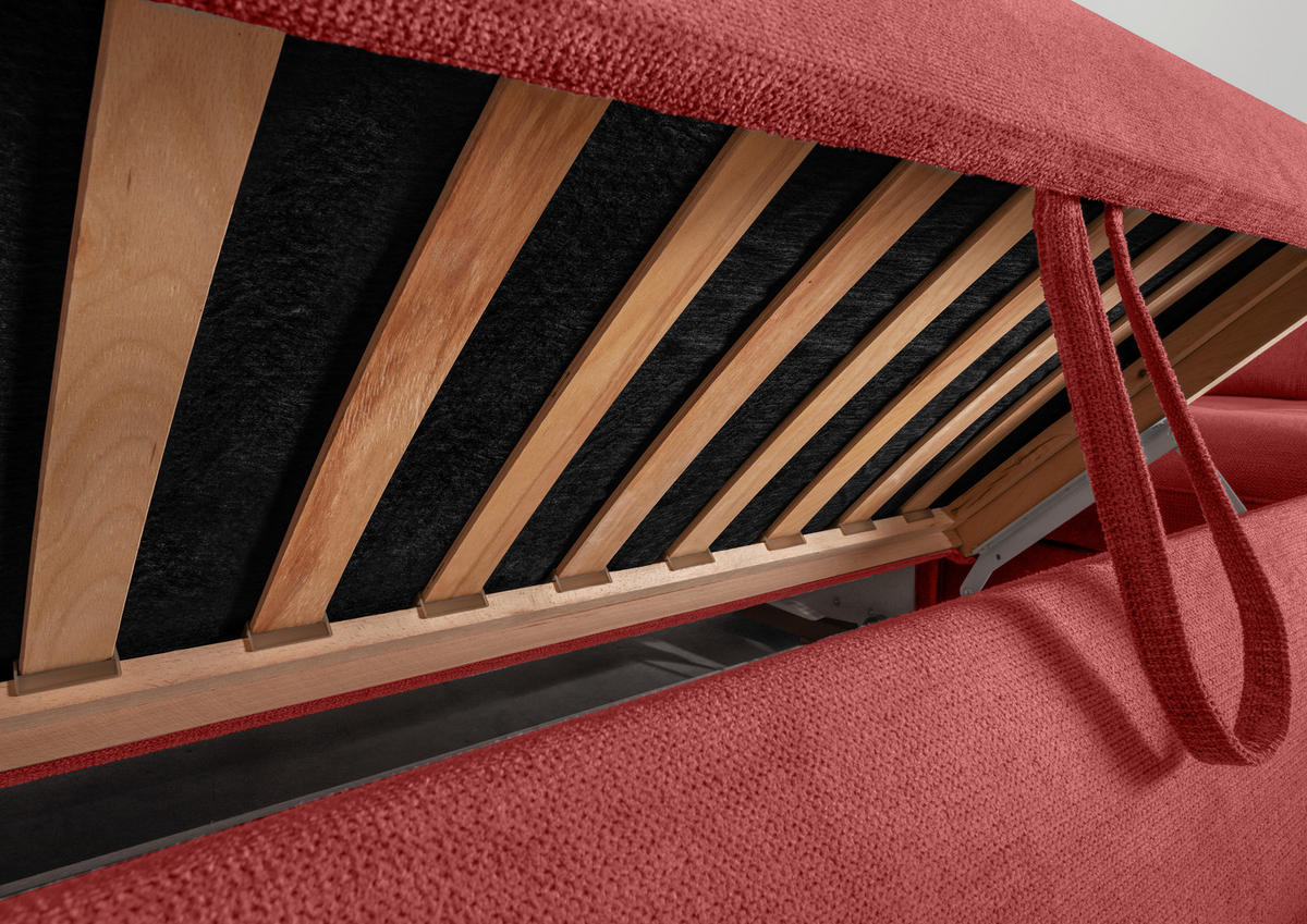 ECKSOFA Flachgewebe Rot  - Chromfarben/Rot, Modern, Textil/Metall (254/308cm) - Livetastic