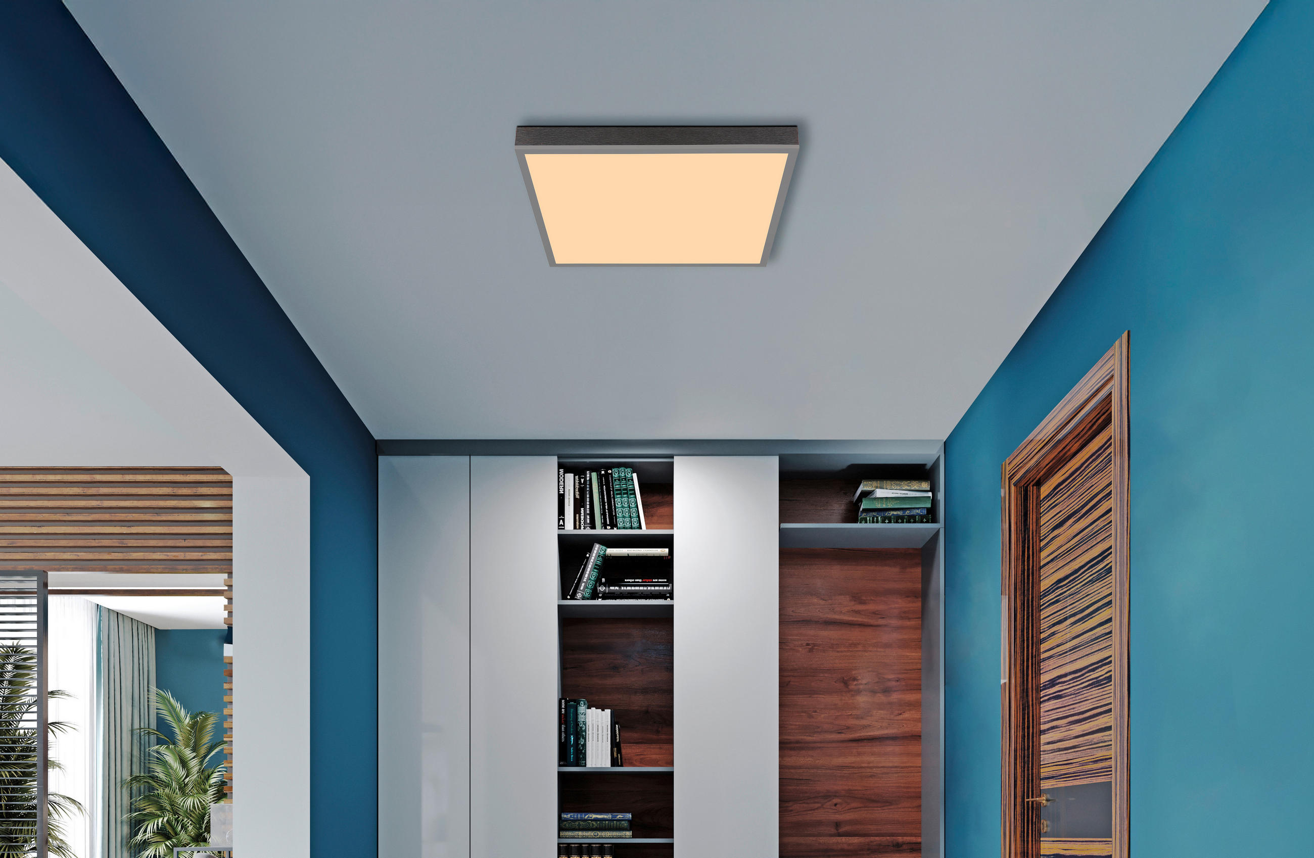 STROPNÍ LED SVÍTIDLO, 45/45/6,5 cm - bílá/barvy stříbra, Konvenční, kov/plast (45/45/6,5cm) - Globo