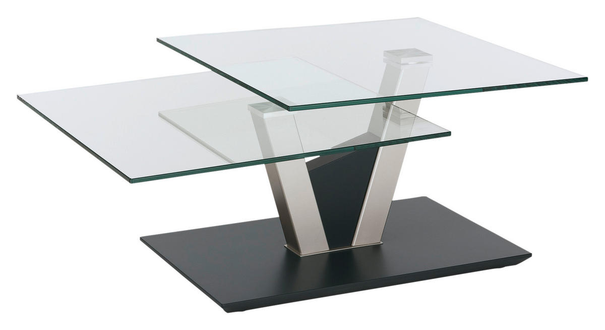 COUCHTISCH in Glas, Holzwerkstoff 118/65/36-43 cm  - Anthrazit/Silberfarben, Modern, Glas/Holzwerkstoff (118/65/36-43cm) - Venda