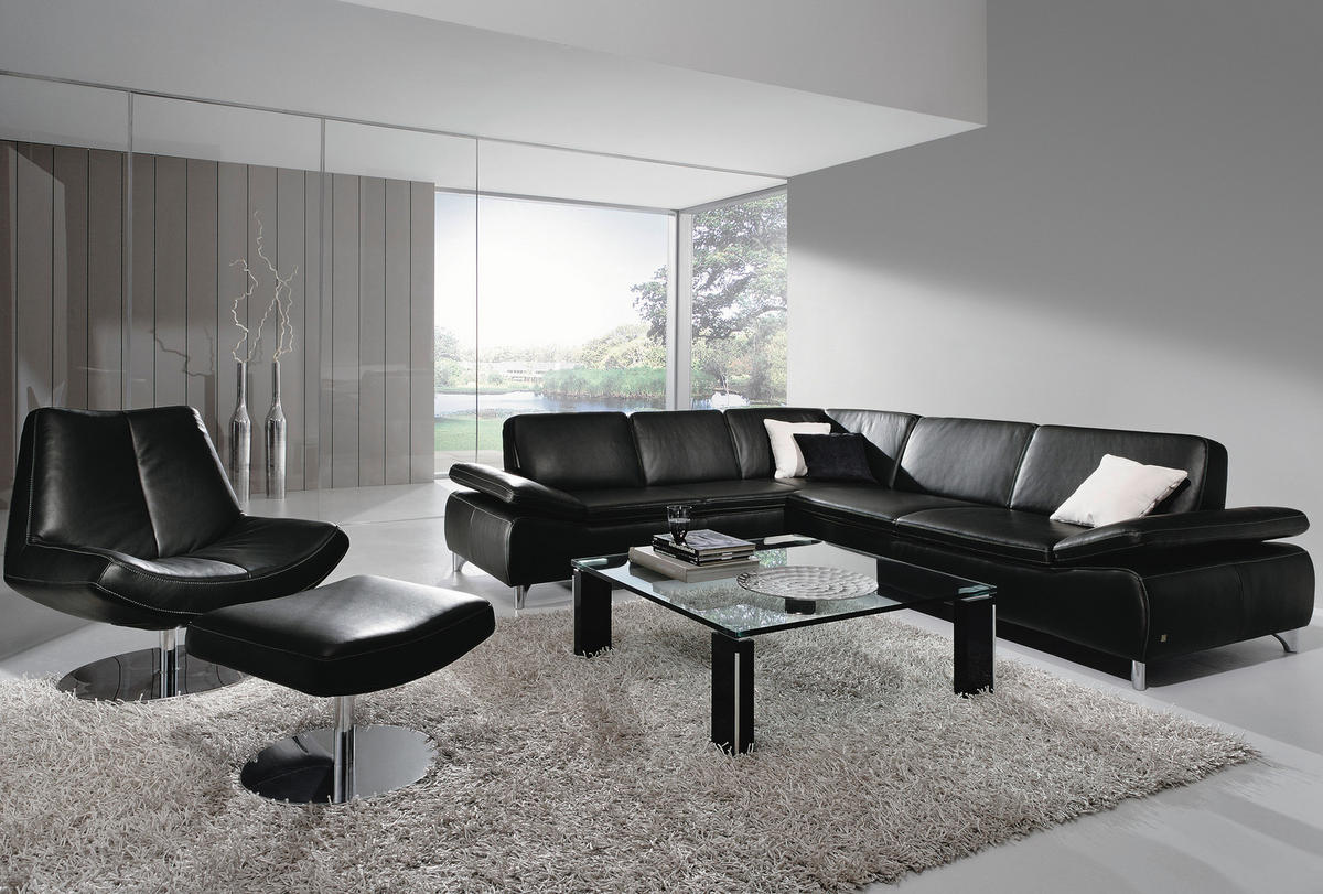 ECKSOFA Webstoff Anthrazit  - Chromfarben/Anthrazit, Design, Textil/Metall (291/164cm) - Chilliano