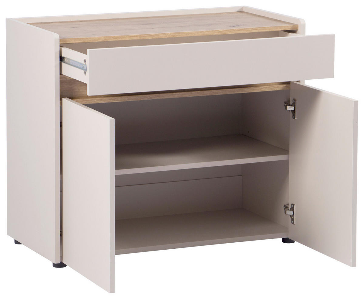 KOMMODE , 80/68/40 cm, 1 Schublade(n)  - Kaschmir/Schwarz, MODERN, Holzwerkstoff/Kunststoff (80/68/40cm) - MID.YOU