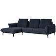 ECKSOFA in Webstoff Blau  - Blau/Schwarz, Natur, Textil (182/277cm) - Valnatura