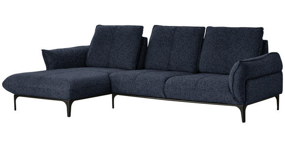 ECKSOFA in Webstoff Blau  - Blau/Schwarz, Natur, Textil (182/277cm) - Valnatura