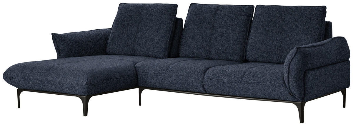 ECKSOFA in Webstoff Blau  182/277 cm  - Blau/Schwarz, Natur, Textil (182/277cm) - Valnatura