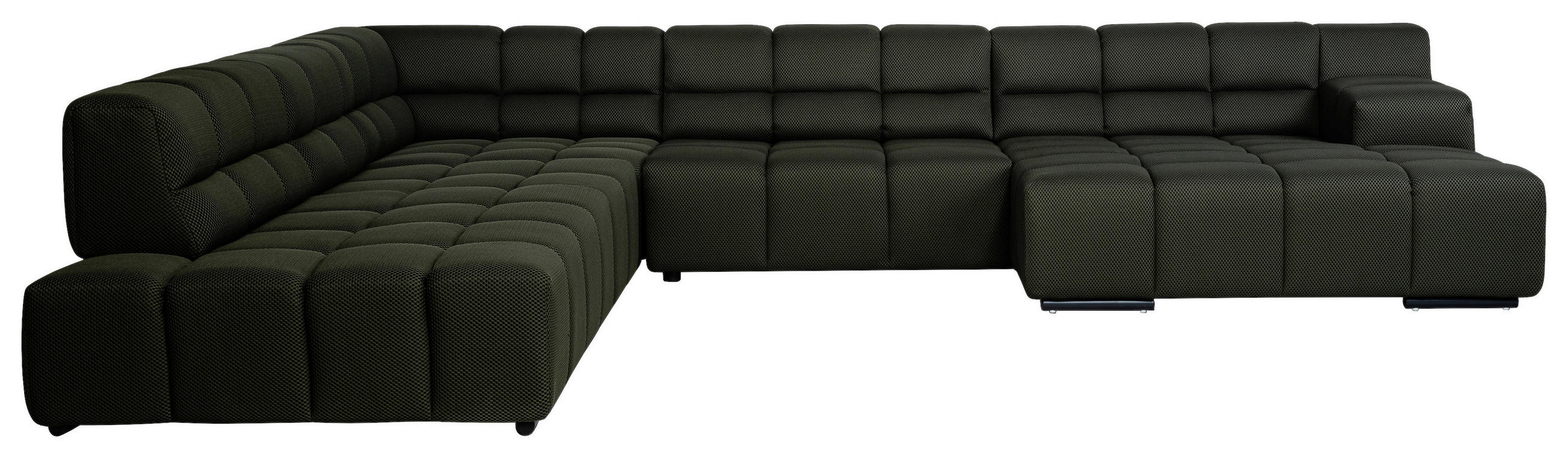 WOHNLANDSCHAFT Olivgrün Flachgewebe  - Schwarz/Olivgrün, Design, Textil/Metall (325/362/169cm) - Designwerk