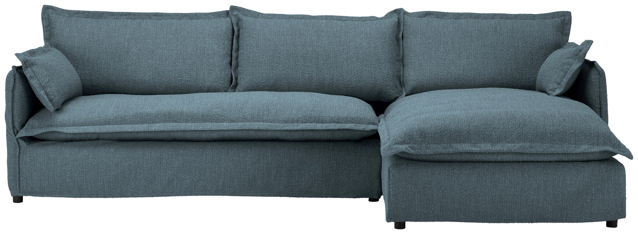 ECKSOFA Blau Flachgewebe, Bouclé  - Blau/Schwarz, Trend, Textil/Metall (295/165cm) - Livetastic