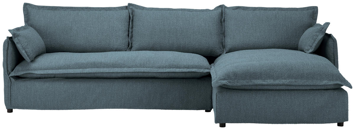 ECKSOFA Blau Flachgewebe, Bouclé  - Blau/Schwarz, Trend, Textil/Metall (295/165cm) - Livetastic