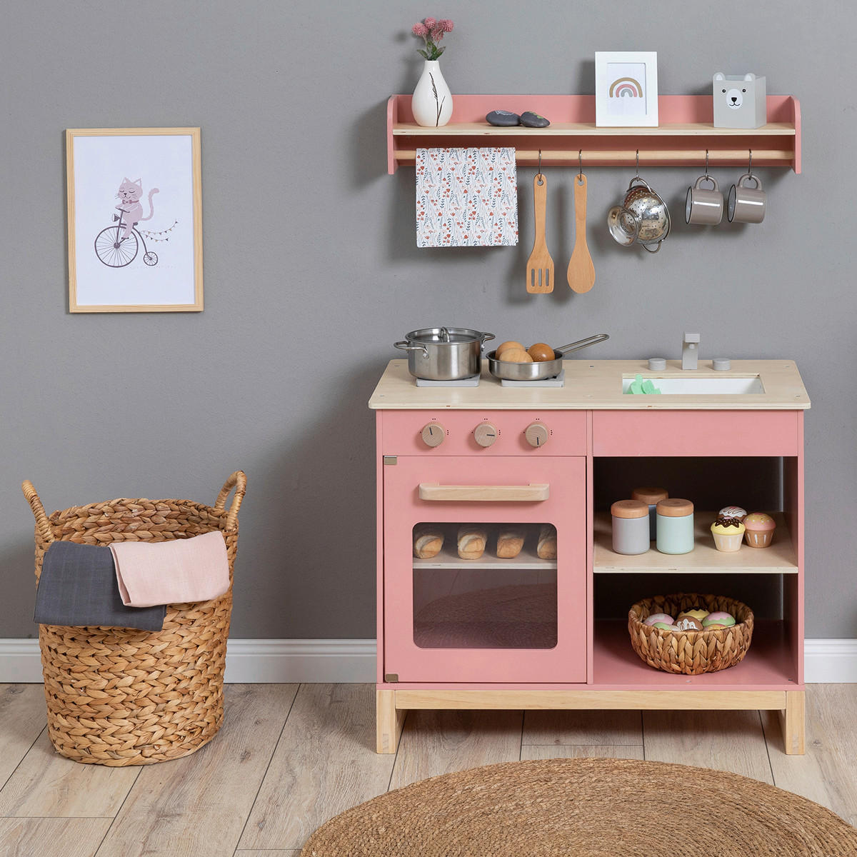 KINDERKÜCHE MAGNOLIA - Altrosa/Naturfarben, Basics, Holz/Holzwerkstoff (68,5/35,8/62cm) - MUSTERKIND