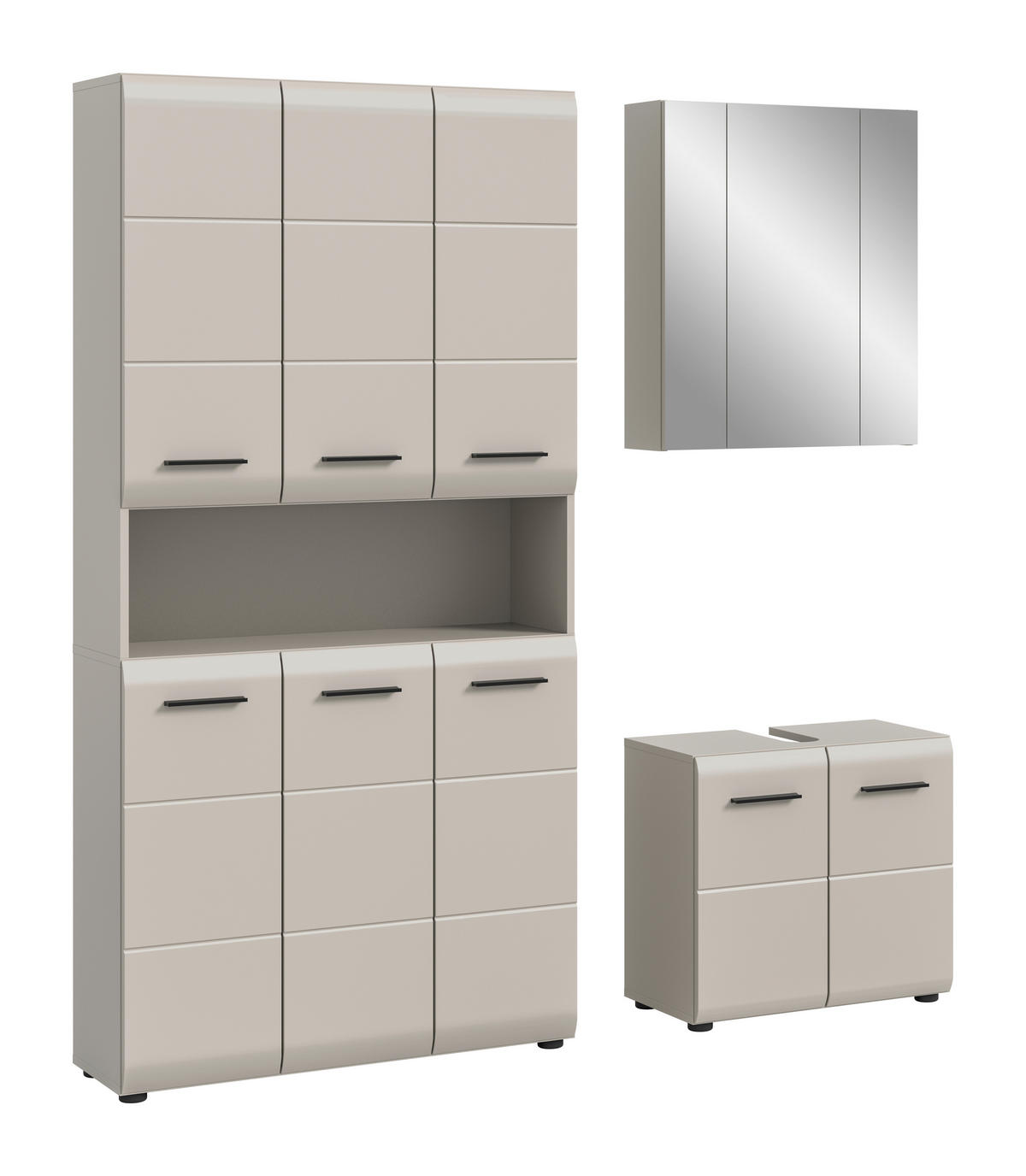 BADEZIMMER  in 150 cm  - Kaschmir/Schwarz, Trend, Glas/Holzwerkstoff (150cm) - MID.YOU