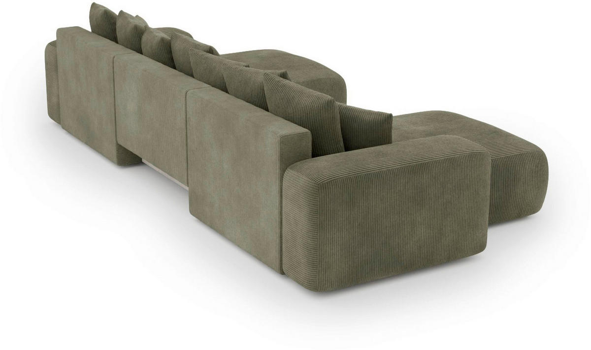 WOHNLANDSCHAFT Dunkelgrün Cord  - Dunkelgrün/Schwarz, Basics, Kunststoff/Textil (176/364/176cm) - Lomoco