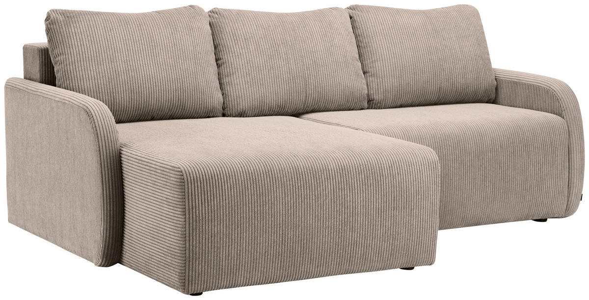 ECKSOFA Beige Cord  - Beige/Schwarz, KONVENTIONELL, Kunststoff/Textil (217/146cm) - Carryhome