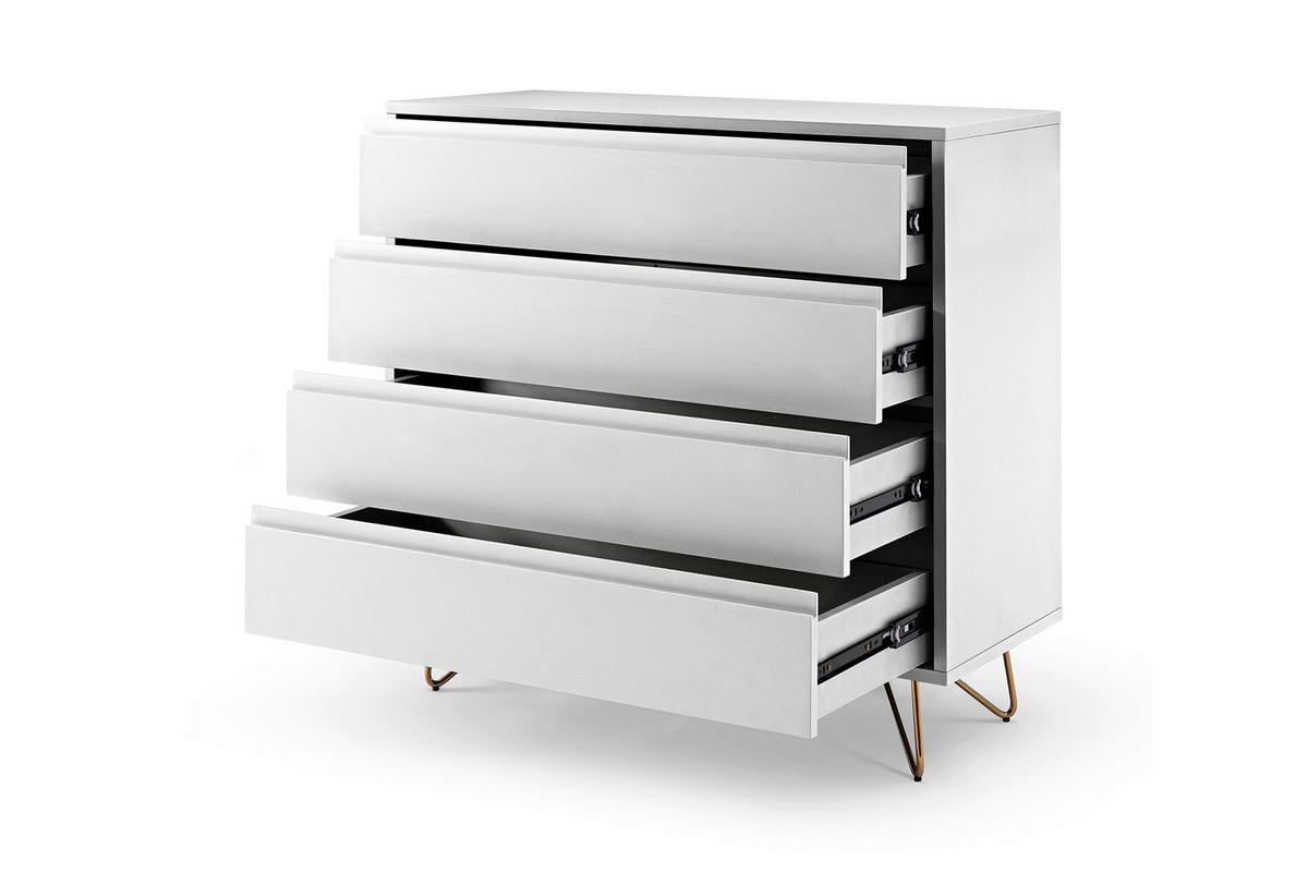 KOMMODE  in 90/90/40 cm  - Messingfarben/Weiß, Design, Holzwerkstoff/Metall (90/90/40cm) - Livetastic