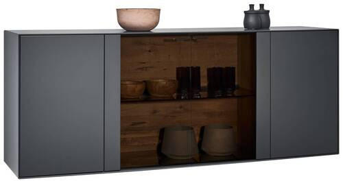 SIDEBOARD Anthrazit, Eichefarben  203/80/44 cm  - Eichefarben/Anthrazit, Natur, Glas/Holz (203/80/44cm) - Valnatura