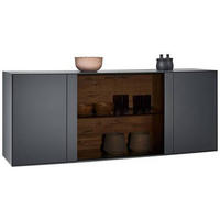 SIDEBOARD Anthrazit, Eichefarben  203/80/44 cm  - Eichefarben/Anthrazit, Natur, Glas/Holz (203/80/44cm) - Valnatura