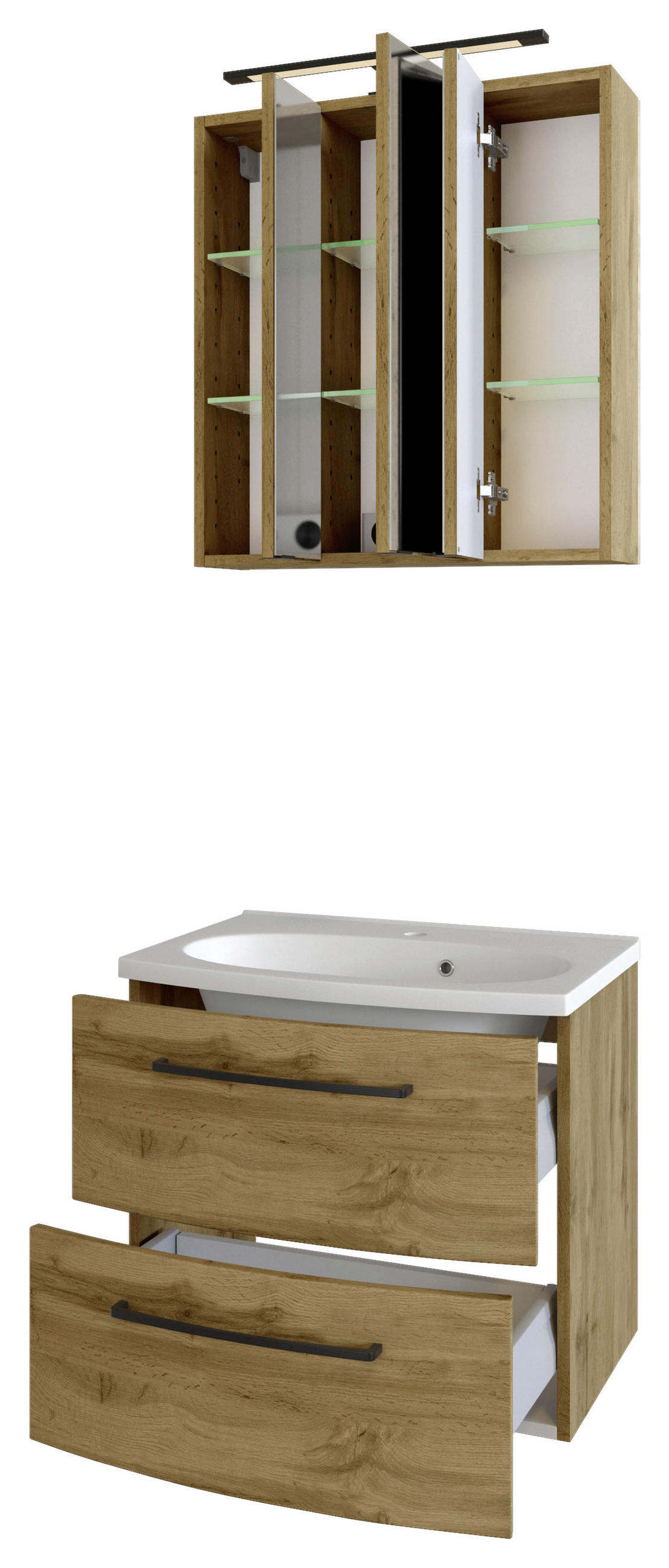 BADEZIMMER 60 cm  - Weiss/Eichefarben, Modern, Keramik/Holzwerkstoff (60cm) - Held