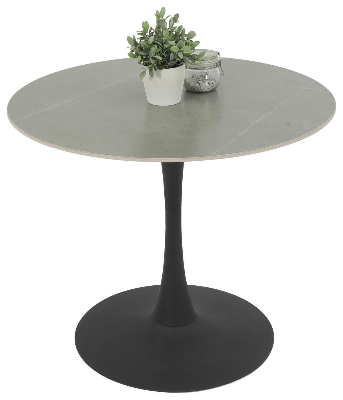 ESSTISCH in Metall, Stein 90/90/76 cm  - Schwarz/Grau, Trend, Stein/Metall (90/90/76cm) - Boxxx