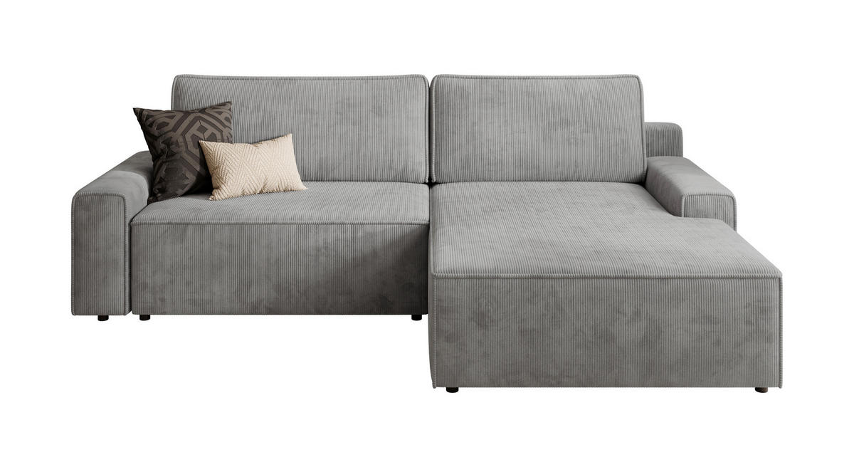 ECKSCHLAFSOFA CHALLANGE in Cord Dunkelgrau  - Dunkelgrau/Schwarz, MODERN, Kunststoff/Textil (246/168cm) - Trendmanufaktur