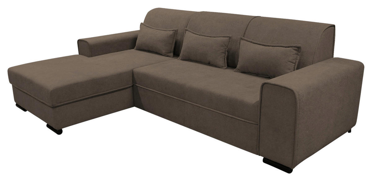 ECKSOFA Braun Struktur, Bouclé  - Schwarz/Braun, Design, Kunststoff/Textil (175/270cm) - MID.YOU