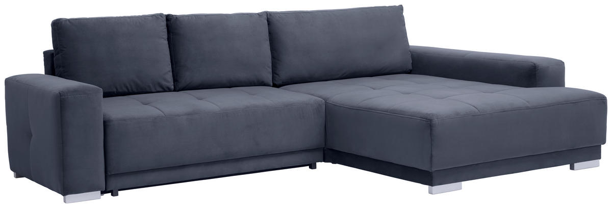 CANAPE D'ANGLE fonctions incl. in Flachgewebe Anthrazit  - Anthrazit/Silberfarben, Design, Holz/Textil (293/195cm) - Cantus