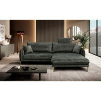 ECKSOFA  in Velours Grün  264/196 cm  - Goldfarben/Grün, Design, Textil/Metall (264/196cm) - MID.YOU