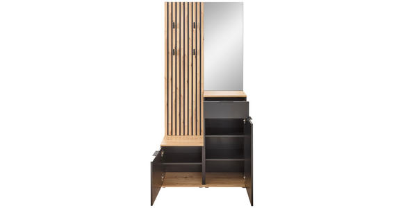 GARDEROBE 4-teilig  in 88/195/35 cm  - Anthrazit/Eiche Artisan, Design, Glas/Holzwerkstoff (88/195/35cm) - Xora