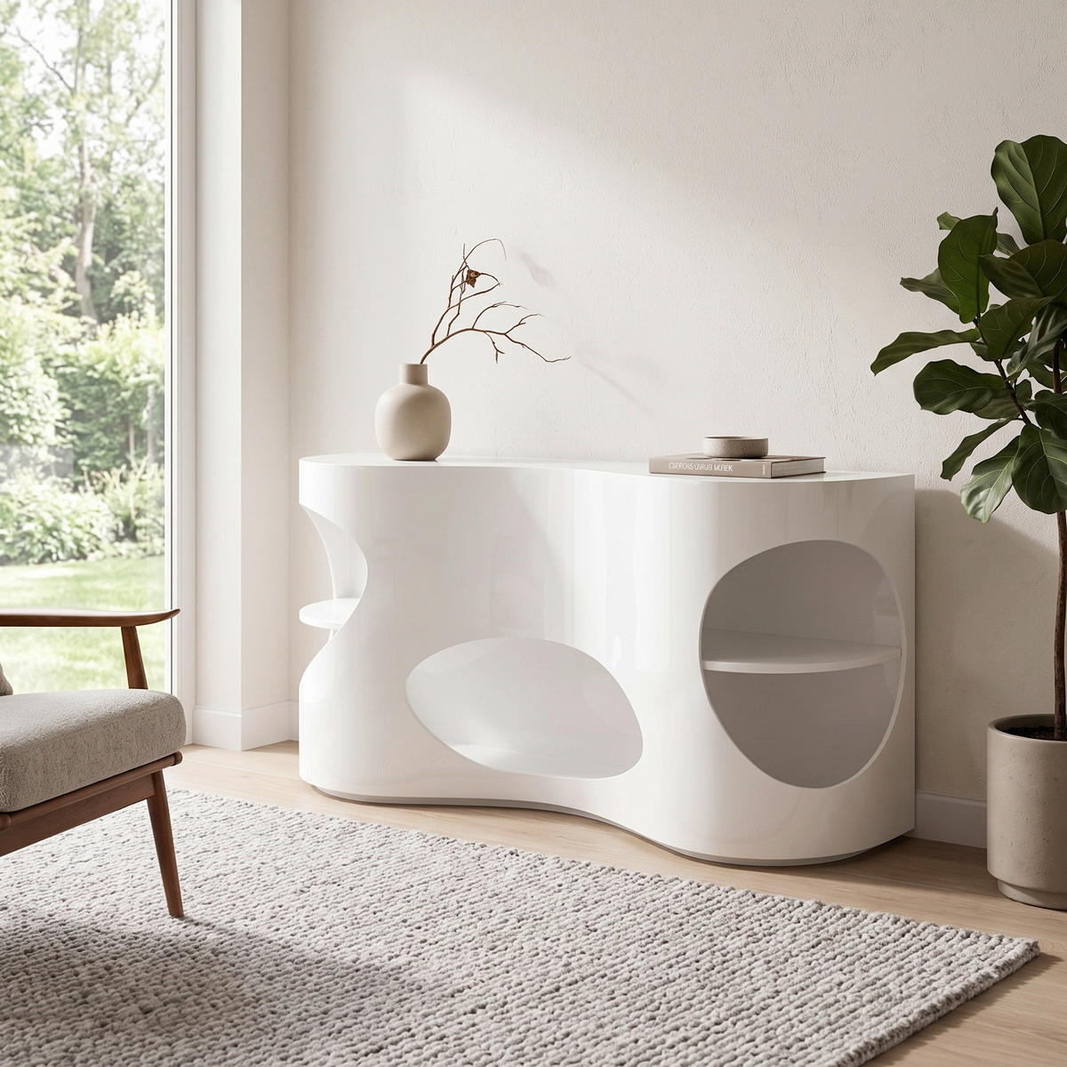 KOMODA   150/75/40 cm   bijela visoki sjaj  - bijela visoki sjaj, Design, drvni materijal (150/75/40cm) - Livetastic