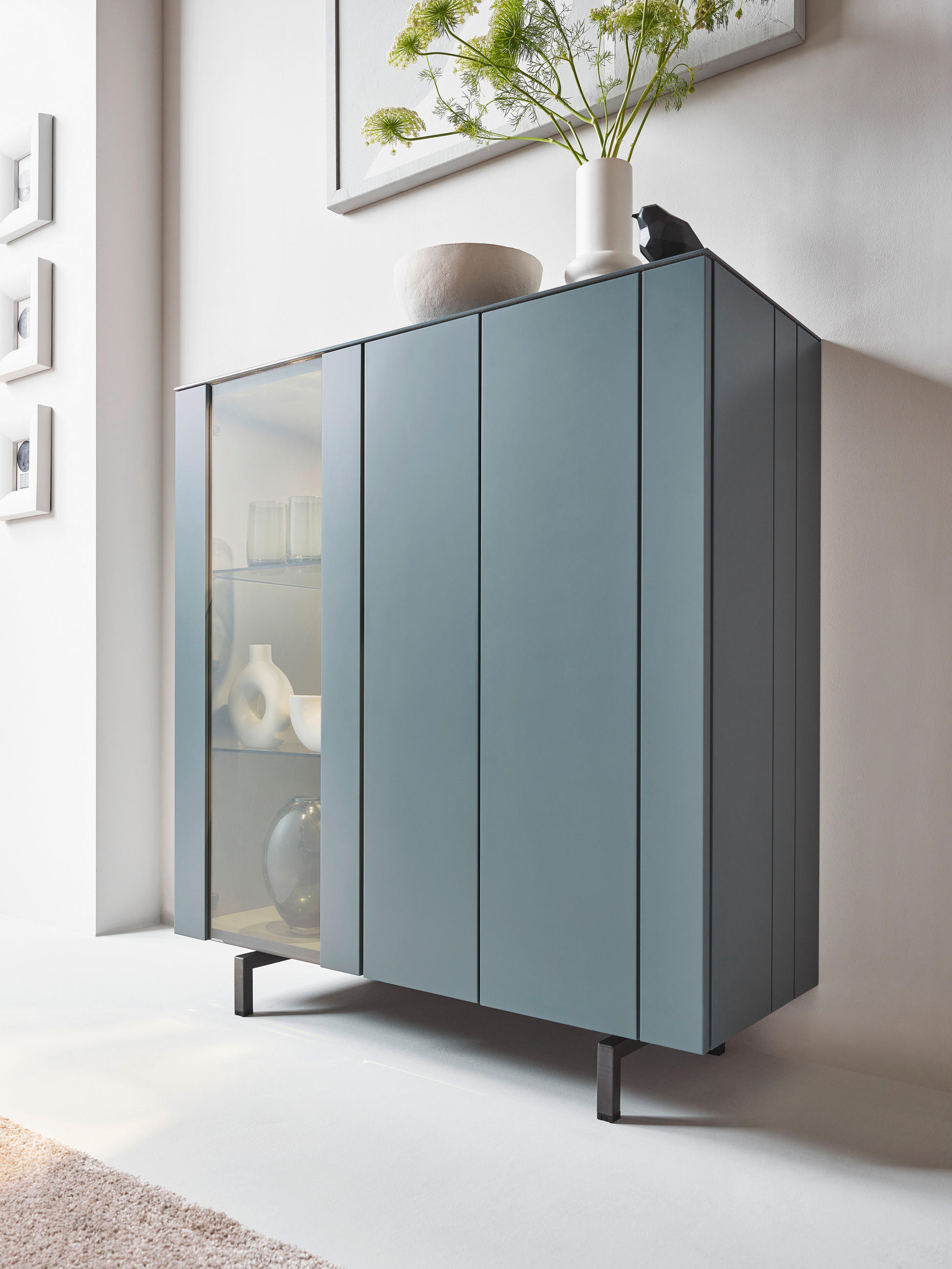 HIGHBOARD Grün  108/120/45 cm  - Schwarz/Grün, Design, Glas/Holzwerkstoff (108/120/45cm) - Johann Jakob