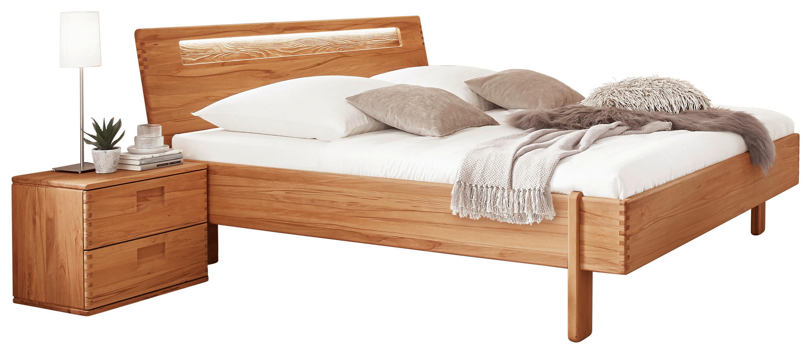 BETT 180/200 cm,  in Kernbuche,  - Buchefarben/Kernbuche, Natur, Holz (180/200cm) - Escando Natürlich Sc