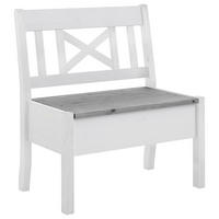 SITZBANK 84/93/58 cm Grau, Weiß Kiefer massiv  - Weiß/Grau, ROMANTIK / LANDHAUS, Holz (84/93/58cm) - Boxxx