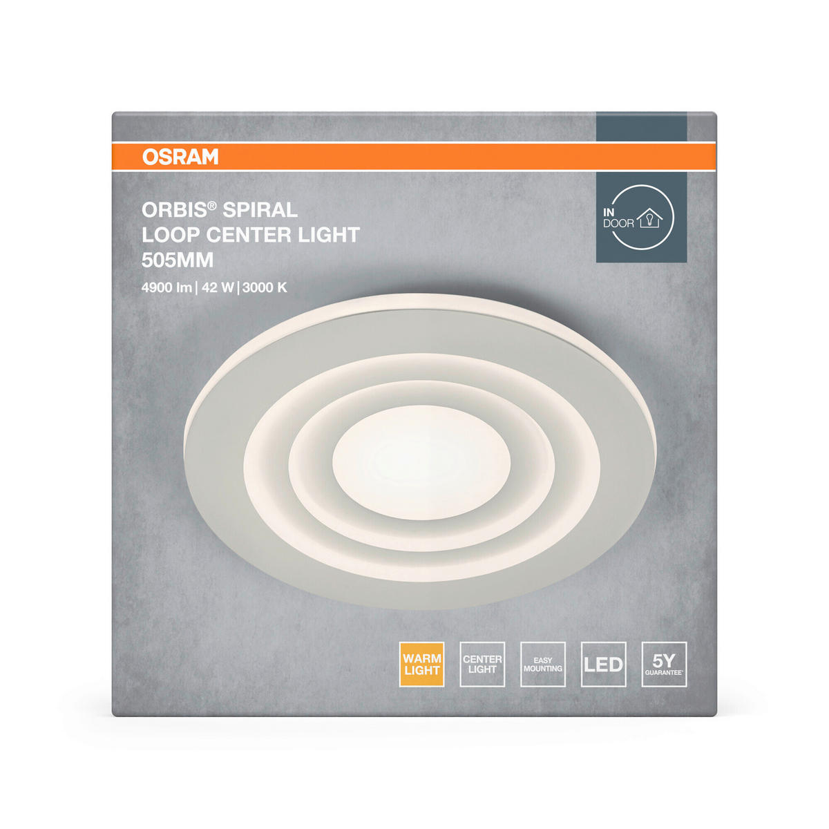 LED-DECKENLEUCHTE Orbis Spiral Loop Round 50,5/6 cm   - Weiß, Design, Kunststoff/Metall (50,5/6cm) - Osram