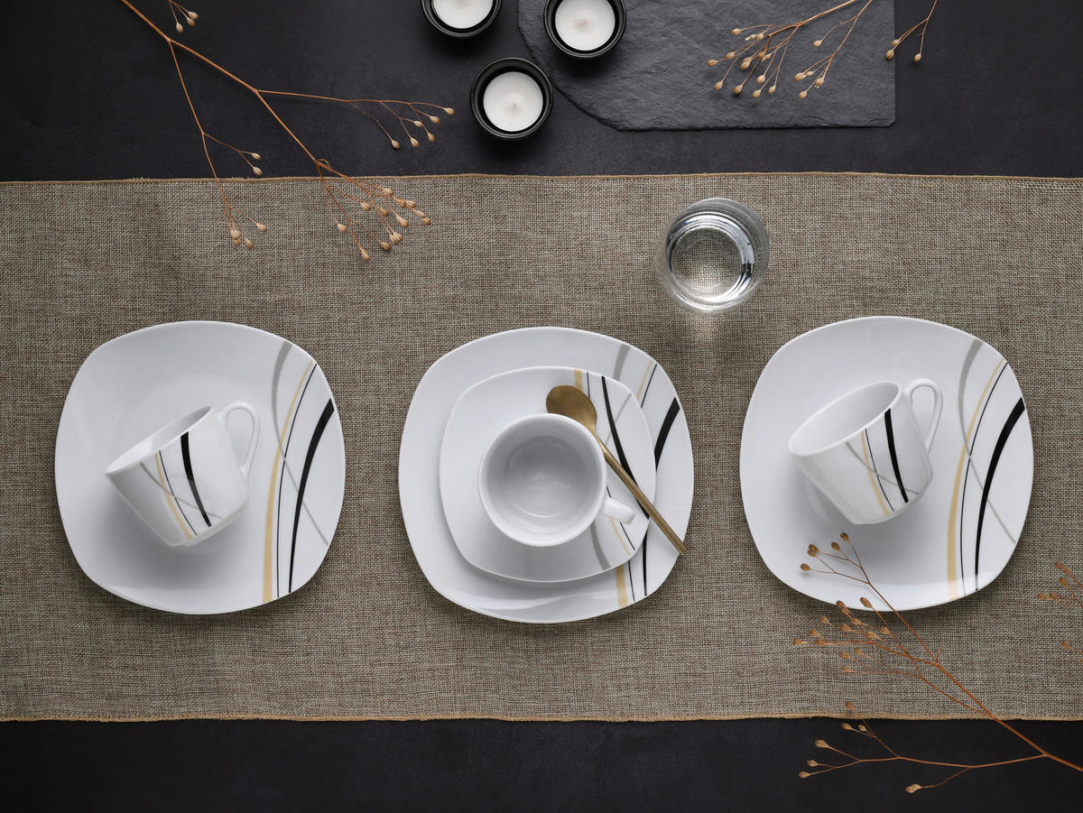 KAFFEESERVICE Square City Line 18-teilig  - Weiß, Trend, Keramik - Creatable