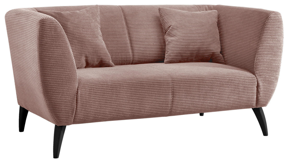 2-SITZER-SOFA in Cord Rosa  - Schwarz/Rosa, Modern, Holz/Textil (172/83/88cm) - MID.YOU