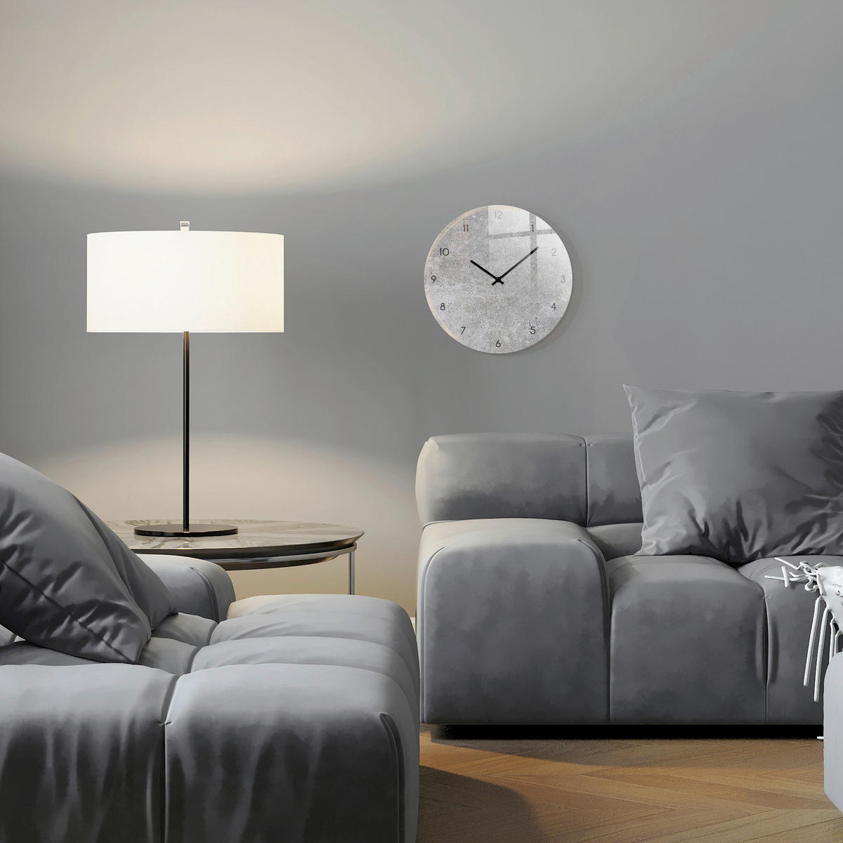 WANDUHR Grau  - Grau, Basics, Glas/Kunststoff (30cm)