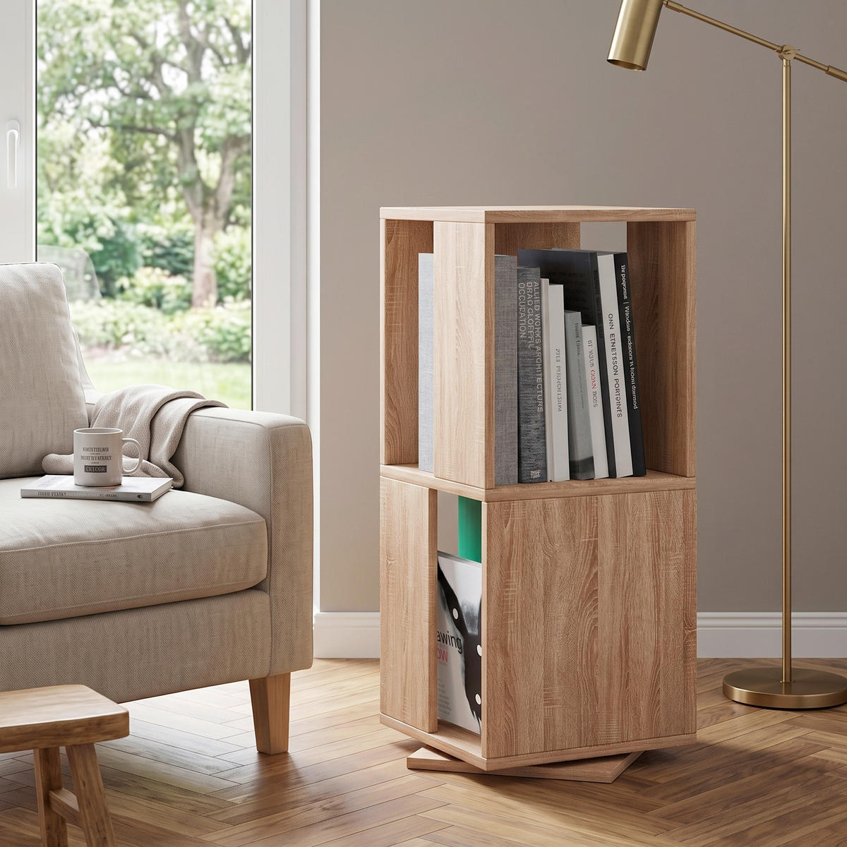 DREHREGAL Sonoma Eiche  - Sonoma Eiche, Basics, Holzwerkstoff (34/74/34cm) - MID.YOU