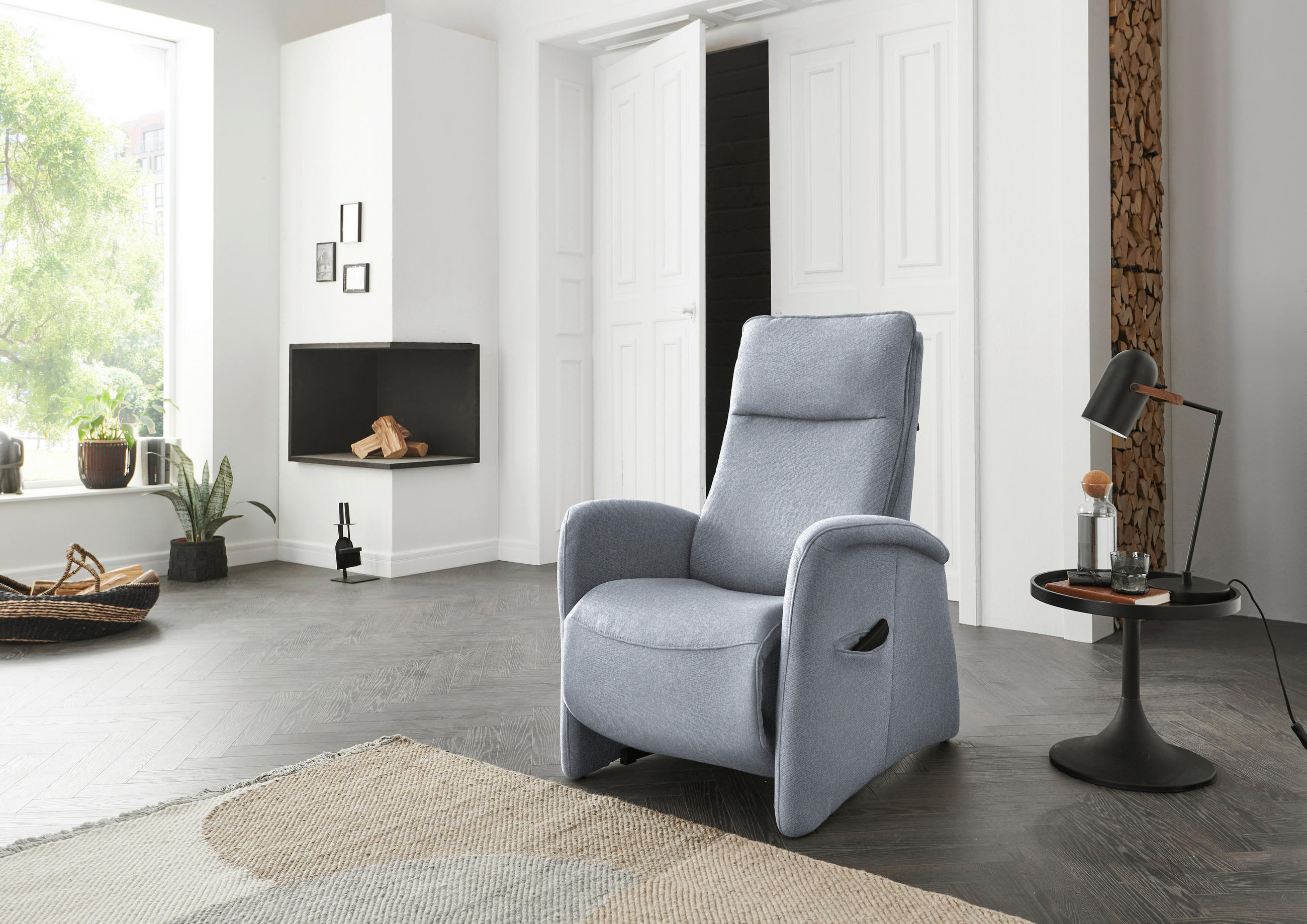 FERNSEHSESSEL in Chenille Hellblau  - Hellblau, Konventionell, Kunststoff/Textil (79-83/108/87cm) - Valdera
